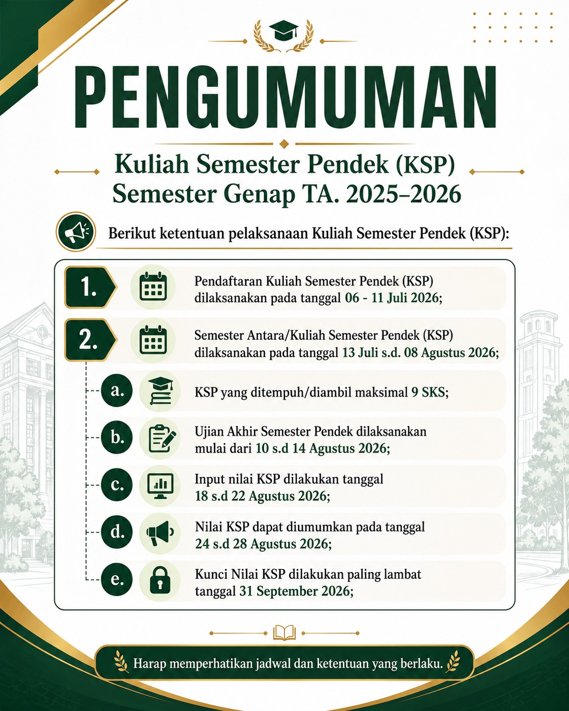 Pengumuman Pendaftaran Semester Pendek 2025/2026